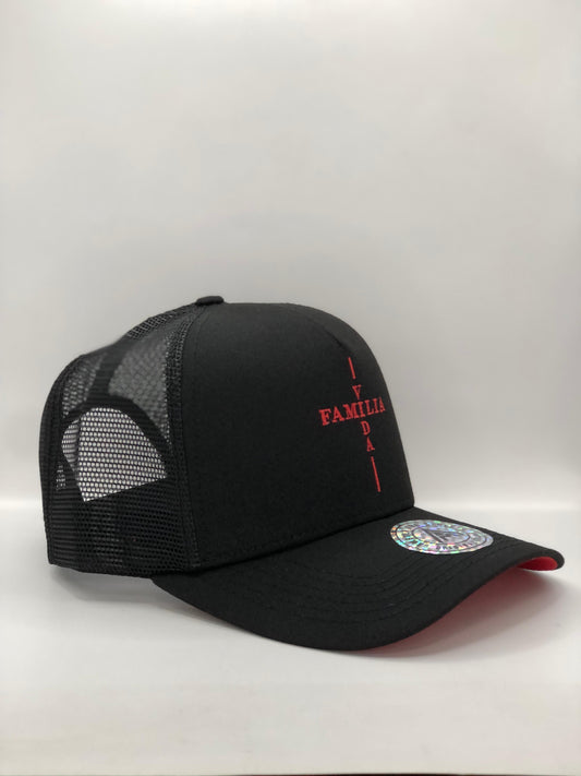 Gorra Jockey AMBULA - Edición "FAMILIA VIDA" (Negro & Rojo)