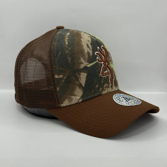 Gorra Trucker AMBULA - Edición "CAMO DEER" (Camuflaje Bosque & Café)
