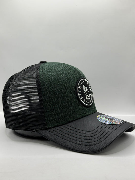 Gorra / Jockey AMBULA - Edición "TRUE FAITH" (Verde Musgo y Simil Cuero Negro)