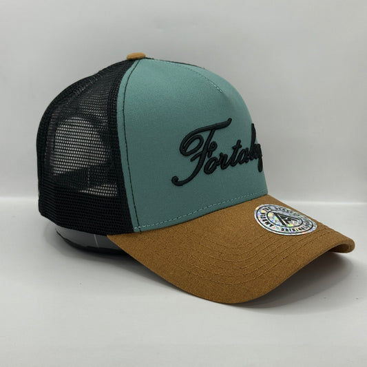 Gorra Trucker AMBULA - Edición "FORTALEZA" (Verde Agua, Cafe & Negro)
