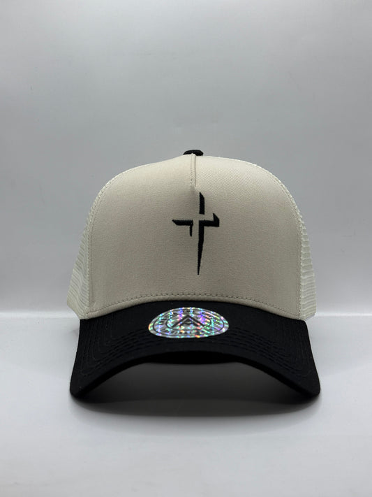 Gorra / Jockey AMBULA - Edición "CRUZ MINIMAL" (Beige & Negro)