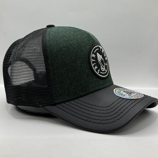 Gorra / Jockey AMBULA - Edición "TRUE FAITH" (Verde Musgo y Simil Cuero Negro)