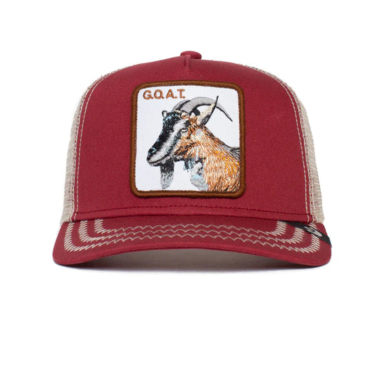 Gorra Trucker Goorin Bros. - Edición "THE GOAT" (Red WINE & Beige)