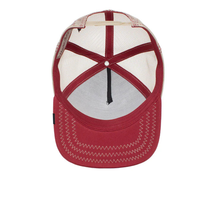 Gorra Trucker Goorin Bros. - Edición "THE GOAT" (Red WINE & Beige)