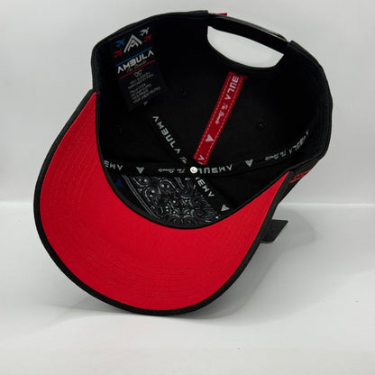 Gorra Snapback AMBULA - Edición "DIOS" (Negro Y Rojo)