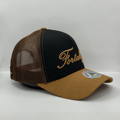 Gorra Trucker AMBULA - Edición "FORTALEZA" (Negro, Camel Suede & Café)
