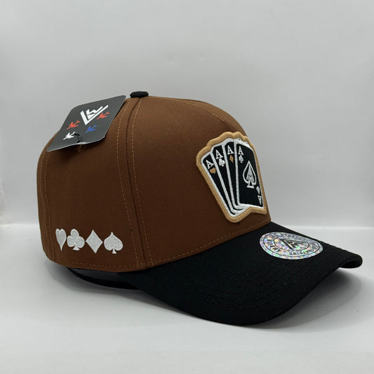 Gorra Curved AMBULA - Edición "FOUR ACES / CUATRO ASES" (Marrón Tabaco & Negro)