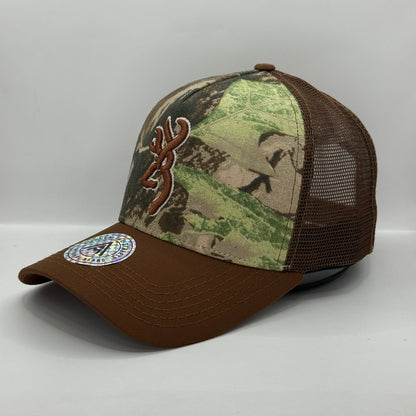 Gorra Trucker AMBULA - Edición "CAMO DEER" (Camuflaje Bosque & Café)