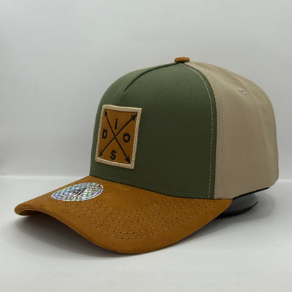 Gorra Béisbol AMBULA - Edición "DIOS" (Verde Militar, Beige & Gamuza Marrón)
