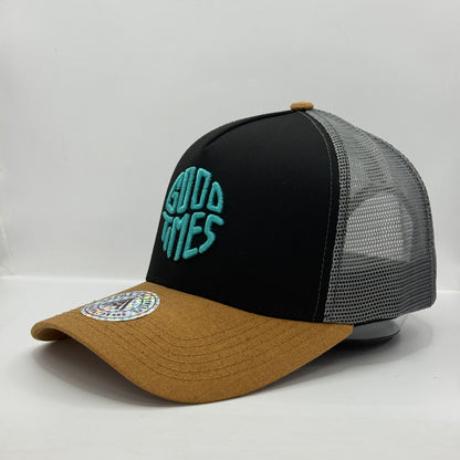 Gorra Trucker AMBULA - Edición "GOOD TIMES" (Negro, Gris Oscuro & Camel)