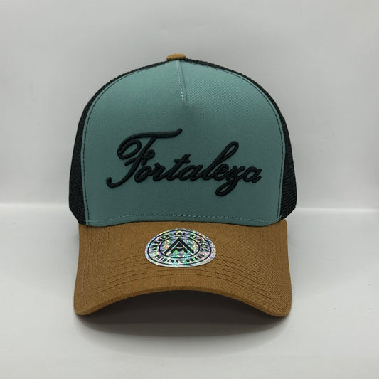 Gorra Trucker AMBULA - Edición "FORTALEZA" (Verde Agua, Cafe & Negro)
