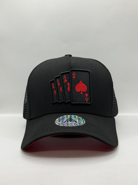 Gorra / Jockey AMBULA - Edición "FOUR ACES" (Negro & Rojo)