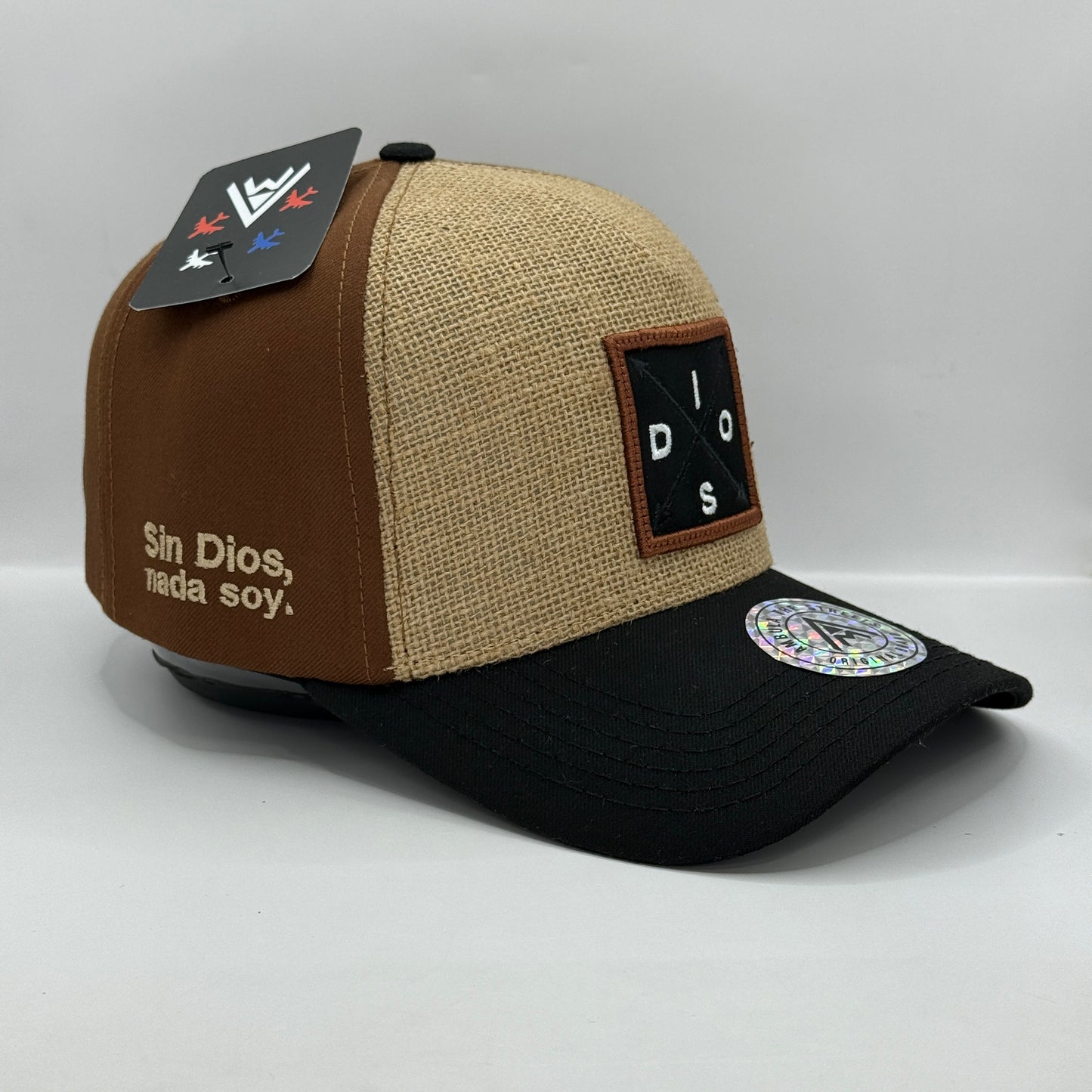 Gorra Clásica AMBULA - Edición "DIOS" (Yute Beige, Marrón & Negro)