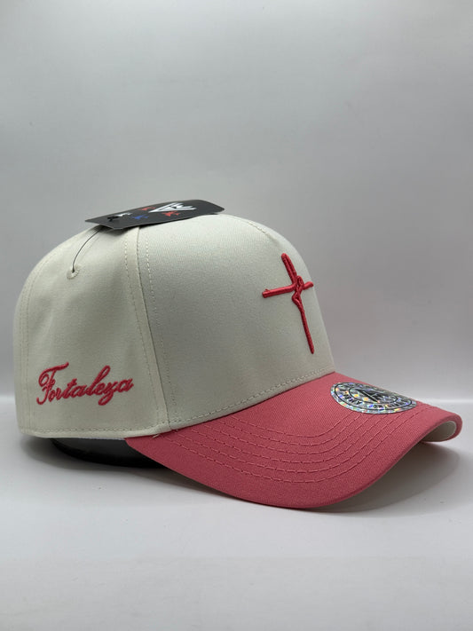 Gorra / Jockey AMBULA - Edición "Fe Fortaleza" (Crema y Rosa Viejo)