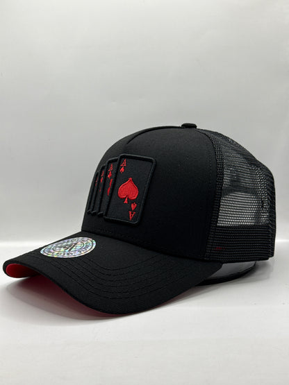 Gorra / Jockey AMBULA - Edición "FOUR ACES" (Negro & Rojo)