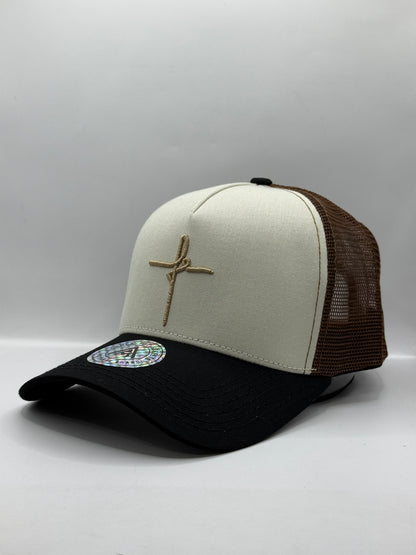 Gorra / Jockey AMBULA - Edición "Fe Tricolor" (Blanco Crema, Negro y Café)