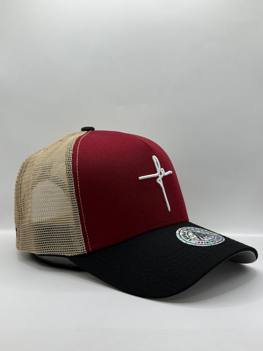 Gorra / Jockey AMBULA - Edición "Fe Tricolor" (Negro, Burdeo y Beige)