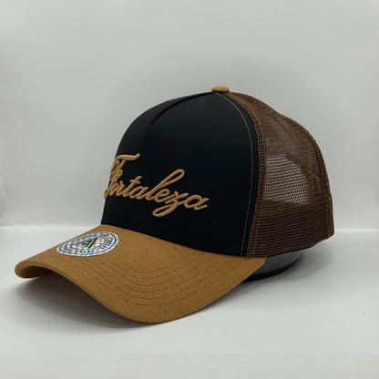 Gorra Trucker AMBULA - Edición "FORTALEZA" (Negro, Camel Suede & Café)