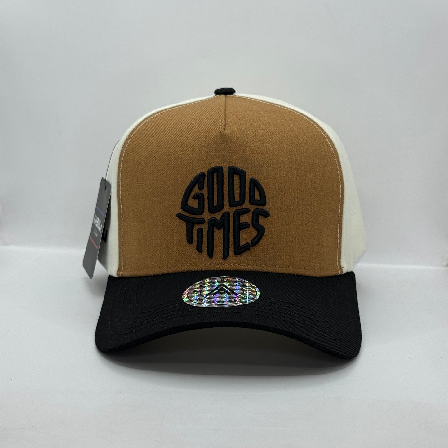 Gorra Clásica AMBULA - Edición "GOOD TIMES" (Blanco Roto, Camel & Negro)