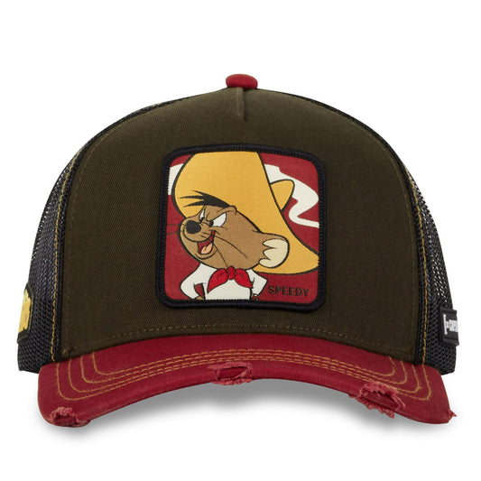 Gorra Trucker Caplabs - Edición Looney Tunes "SPEEDY GONZÁLEZ" (Brown & Red)