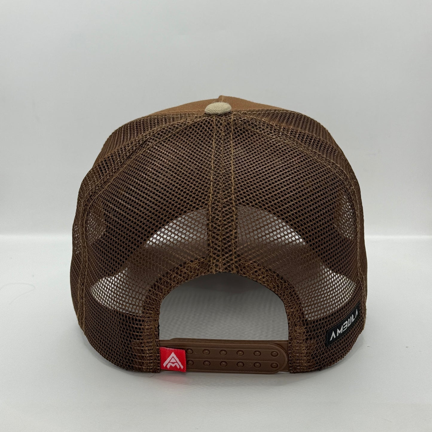 Gorra Trucker AMBULA - Edición "FE" (Marrón Oscuro & Beige)