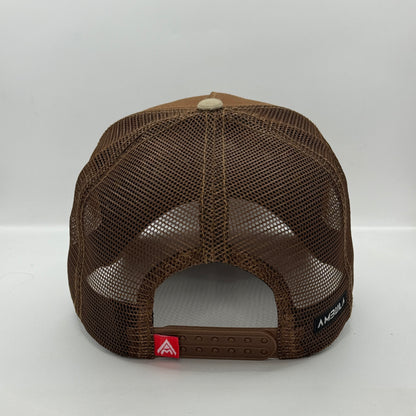 Gorra Trucker AMBULA - Edición "FE" (Marrón Oscuro & Beige)