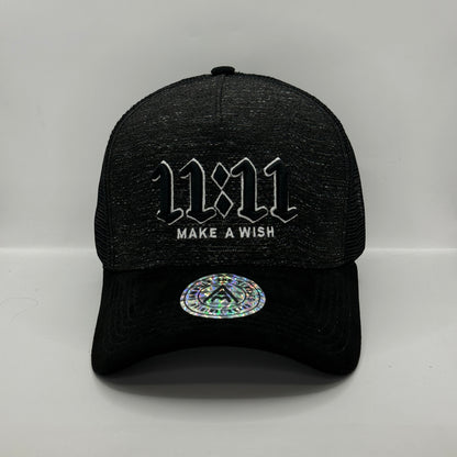 Gorra Trucker AMBULA - Edición "11:11 - MAKE A WISH" (Gris Jaspeado & Negro Suede)