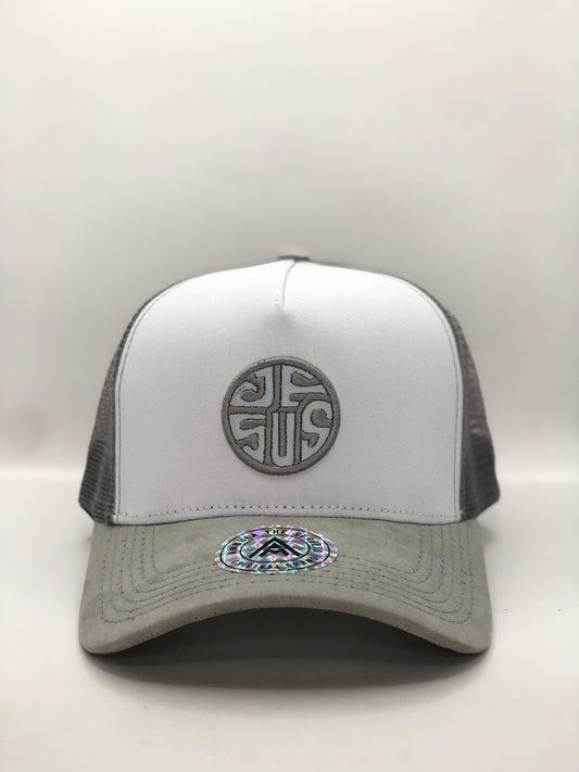 Gorra Jockey AMBULA - Edición "JESUS Suede" (Blanco & Gris)