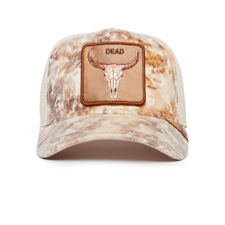 Gorra Trucker Goorin Bros. - Edición "STORM SKULL" (Desert Storm & Cream)
