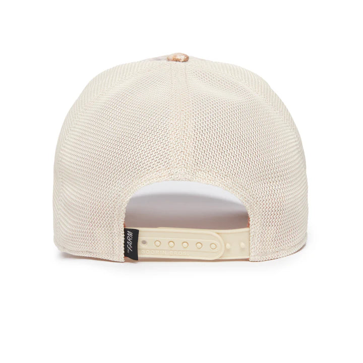 Gorra Trucker Goorin Bros. - Edición "STORM SKULL" (Desert Storm & Cream)