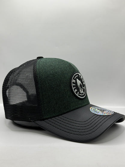 Gorra / Jockey AMBULA - Edición "TRUE FAITH" (Verde Musgo y Simil Cuero Negro)