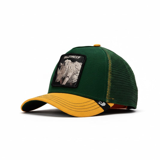Gorra Trucker Goorin Bros. - Edición "THE BULLETPROOF RHINO" (Green & Yellow)