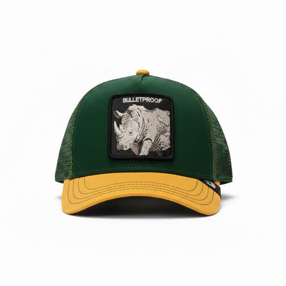 Gorra Trucker Goorin Bros. - Edición "THE BULLETPROOF RHINO" (Green & Yellow)