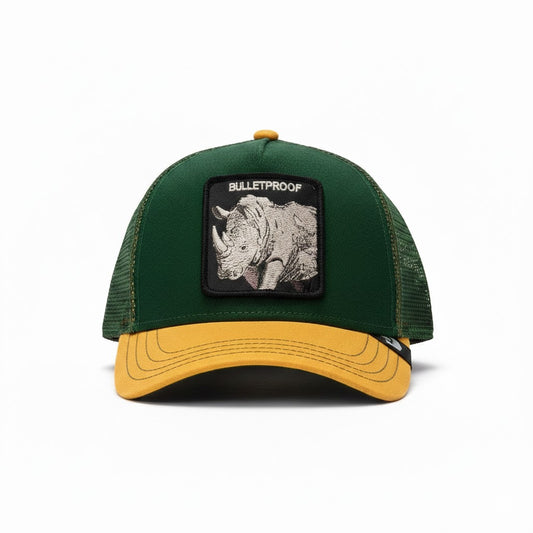 Gorra Trucker Goorin Bros. - Edición "THE BULLETPROOF RHINO" (Green & Yellow)