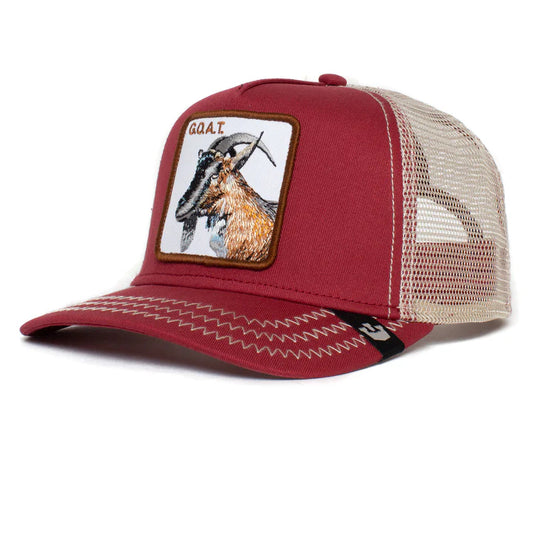 Gorra Trucker Goorin Bros. - Edición "THE GOAT" (Red WINE & Beige)