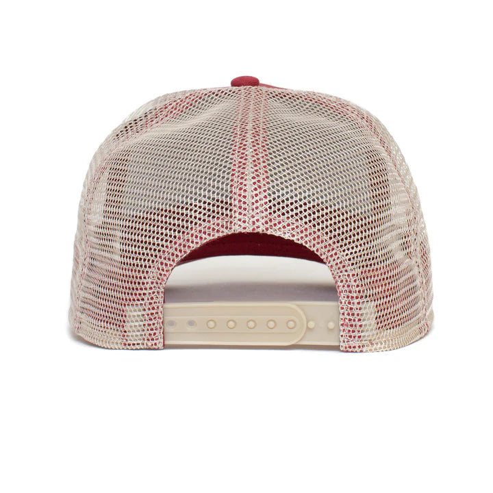 Gorra Trucker Goorin Bros. - Edición "THE GOAT" (Red WINE & Beige)