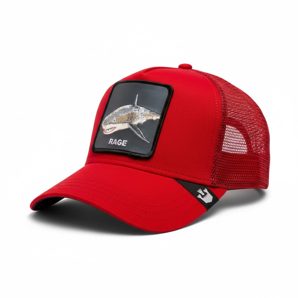 Gorra Trucker Goorin Bros. - Edición "THE RAGE SHARK" (Red & Red)